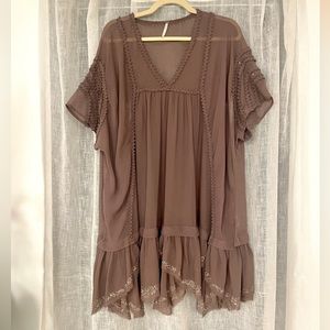 RARE-Free People Mauve Sheer Boho Festival Dress